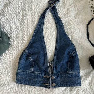 Denim Halter Vest